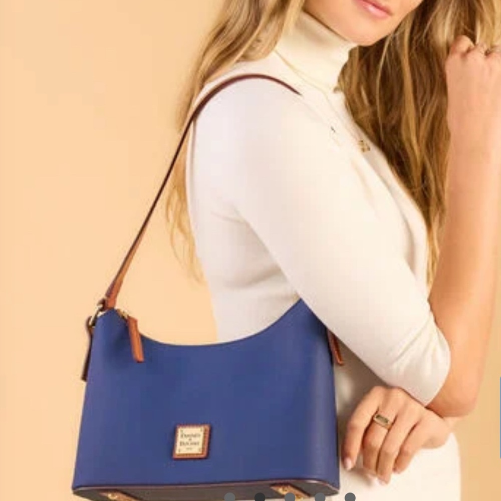 DOONEY & BOURKE French Blue Pebble Grain Leather Baguette Bag - Picture 10 of 13